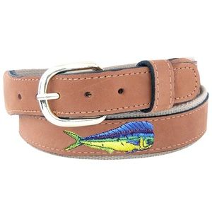 ZEP-PRO Tan Leather Embossed Dolphin Belt